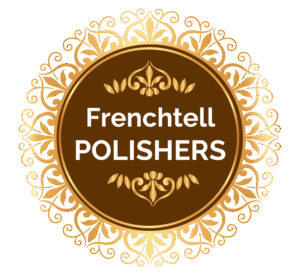 Frenchtell Polishers logo in brown and gold with ornate floral medallion border